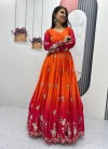 Pf 017 Heavy Chinon With Heavy Embroidery Sequence Work Gown
